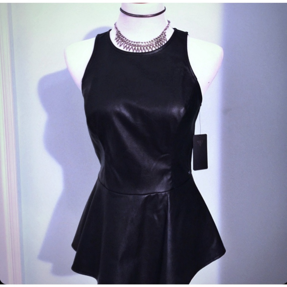 NEW Guess Faux Leather Peplum top